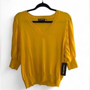 Karl Lagerfeld Yellow V-Neck Sweater
